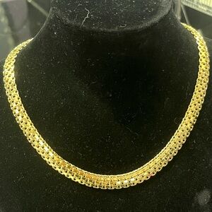 18k gold Technibond vintage diamond cut Bismark dome statement necklace HSN
